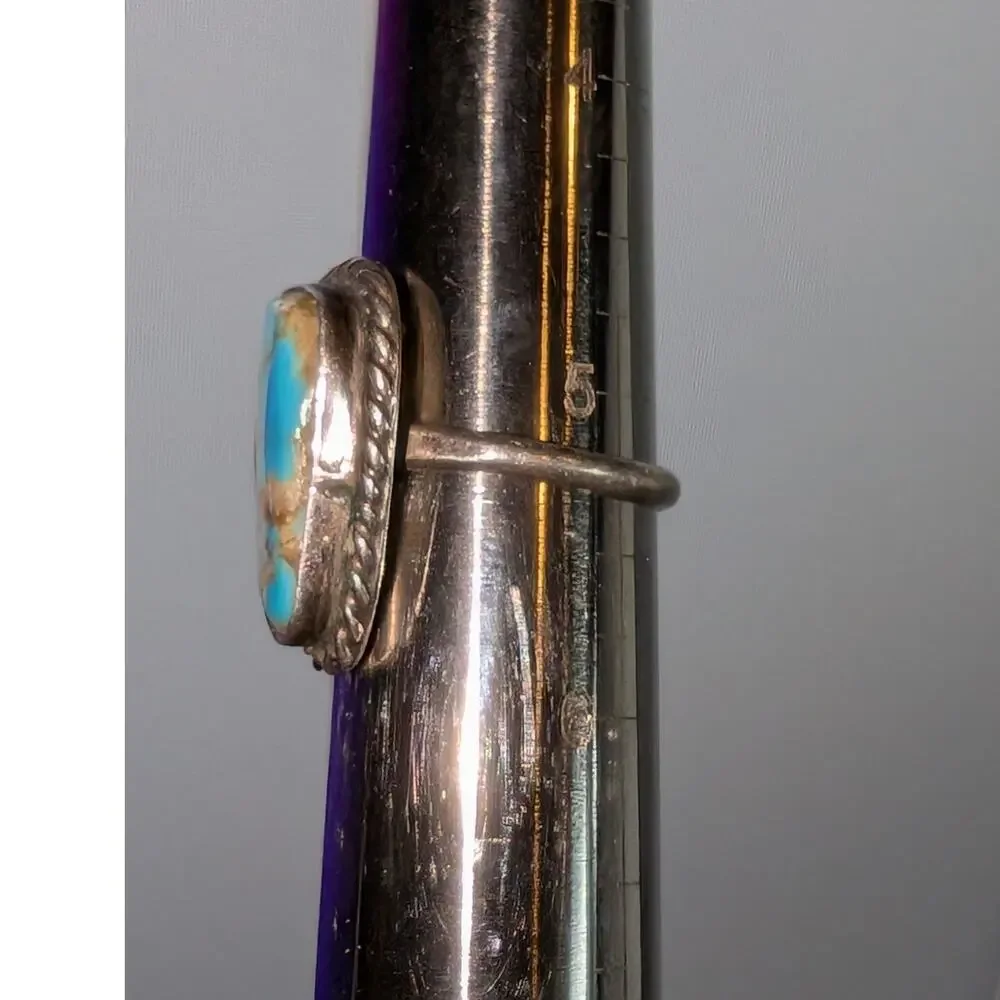 Vintage Southwestern Tests for Sterling Blue Stone Ring Size 5.25